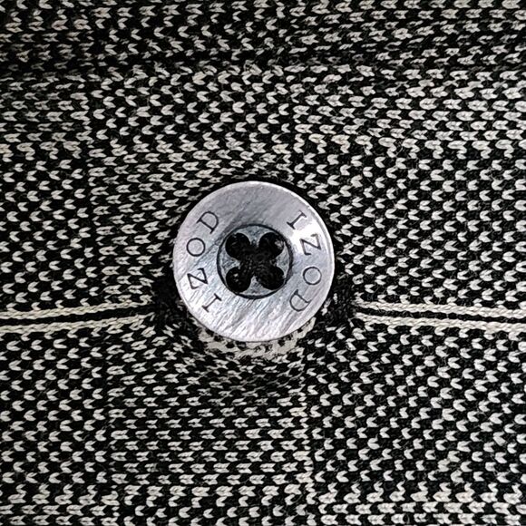 IZOD Double Mercerized Mens Cotton Checkered Polo Shirt Grey Beige Golf Size XL - Picture 2 of 9